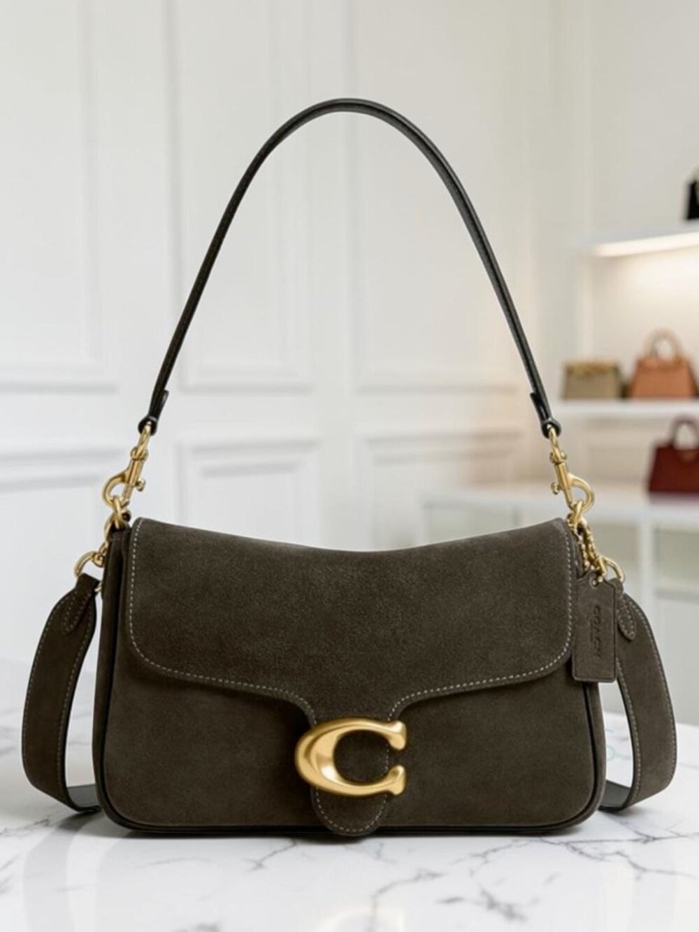 New!!!  Coach Olive Green Suede Soft Tabby Shoulder Bag / Crossbody 703A182P